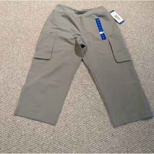 Sage Collective Cropped Cargo Pants Womens L Green Textured Pockets Casual